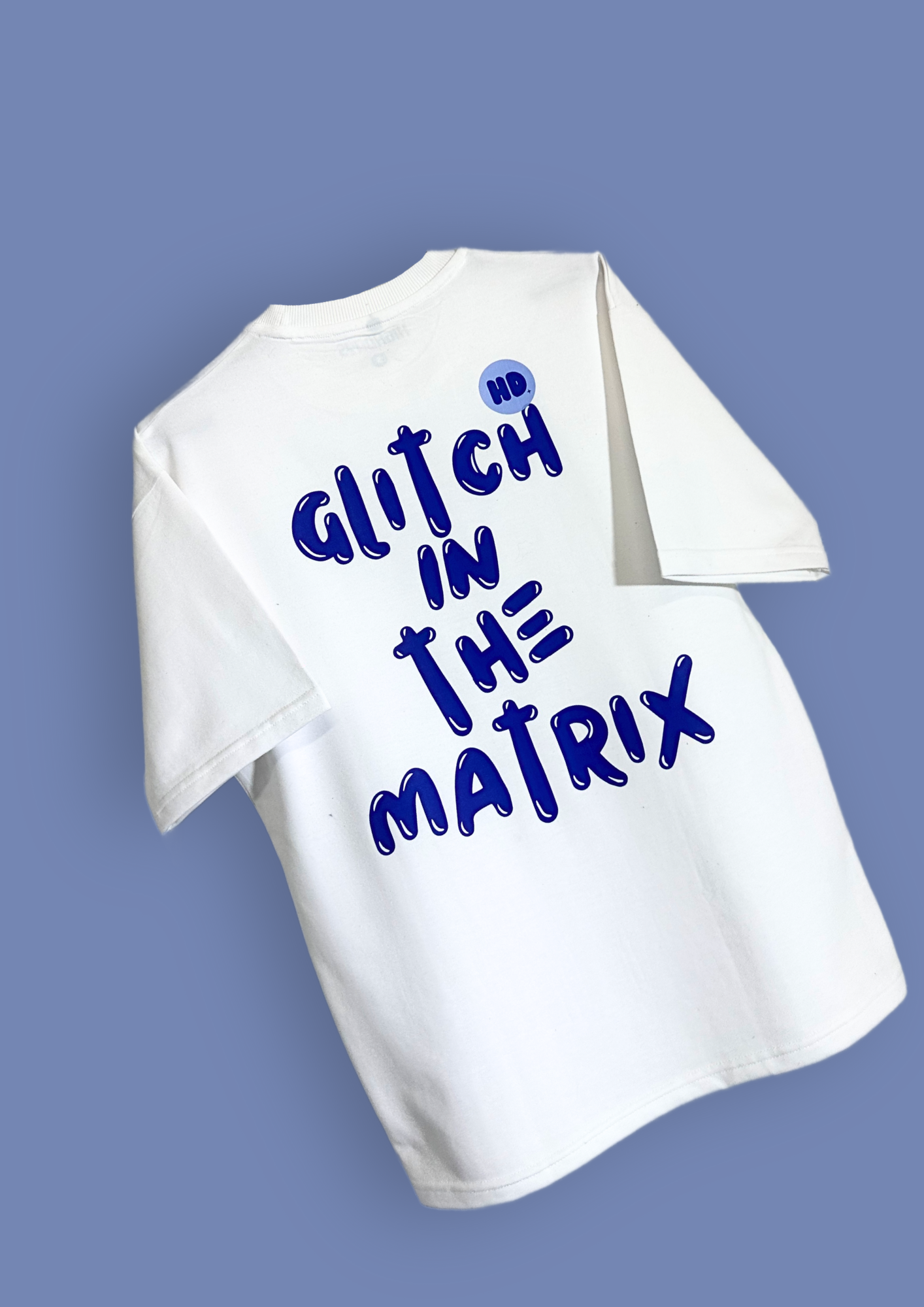"GlitchDays" White Oversized T-shirt Heavyweight
