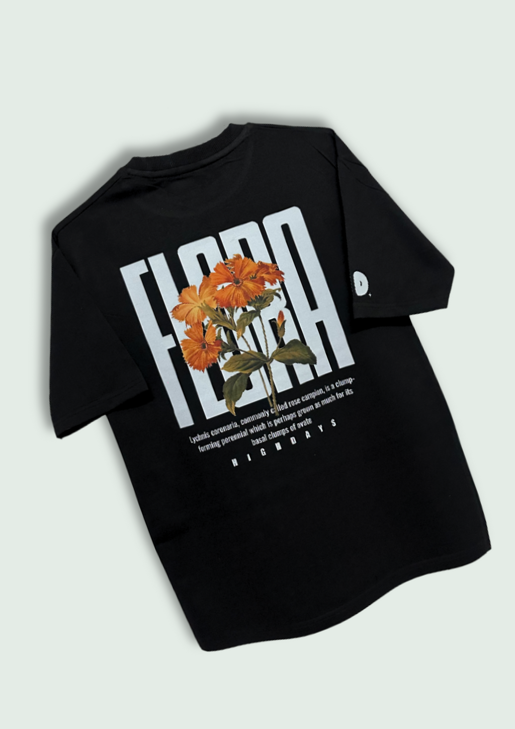 "Flora" Oversized Black T-shirt Heavyweight