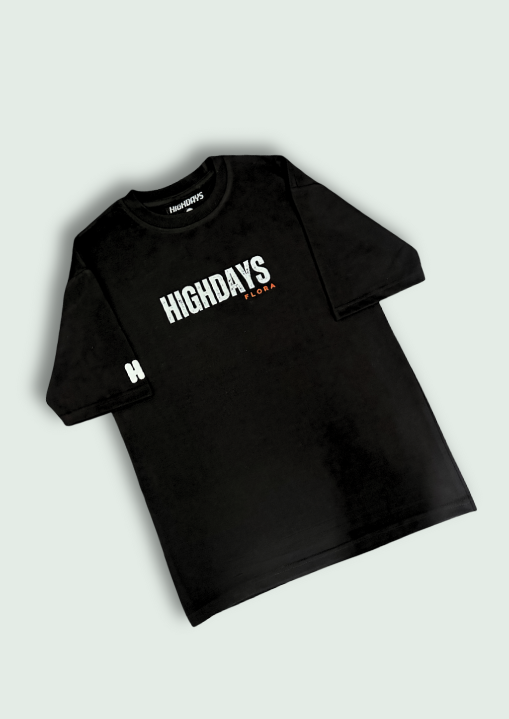 "Flora" Oversized Black T-shirt Heavyweight