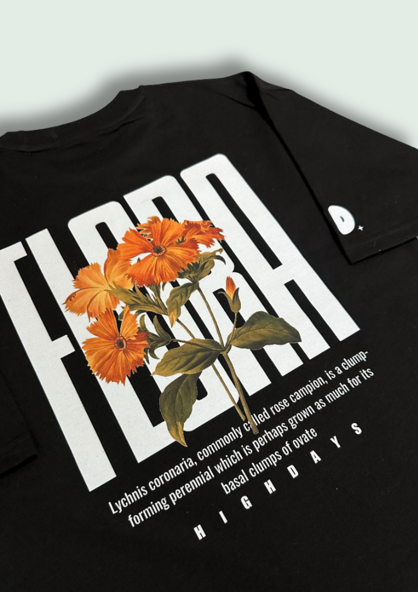 "Flora" Oversized Black T-shirt Heavyweight