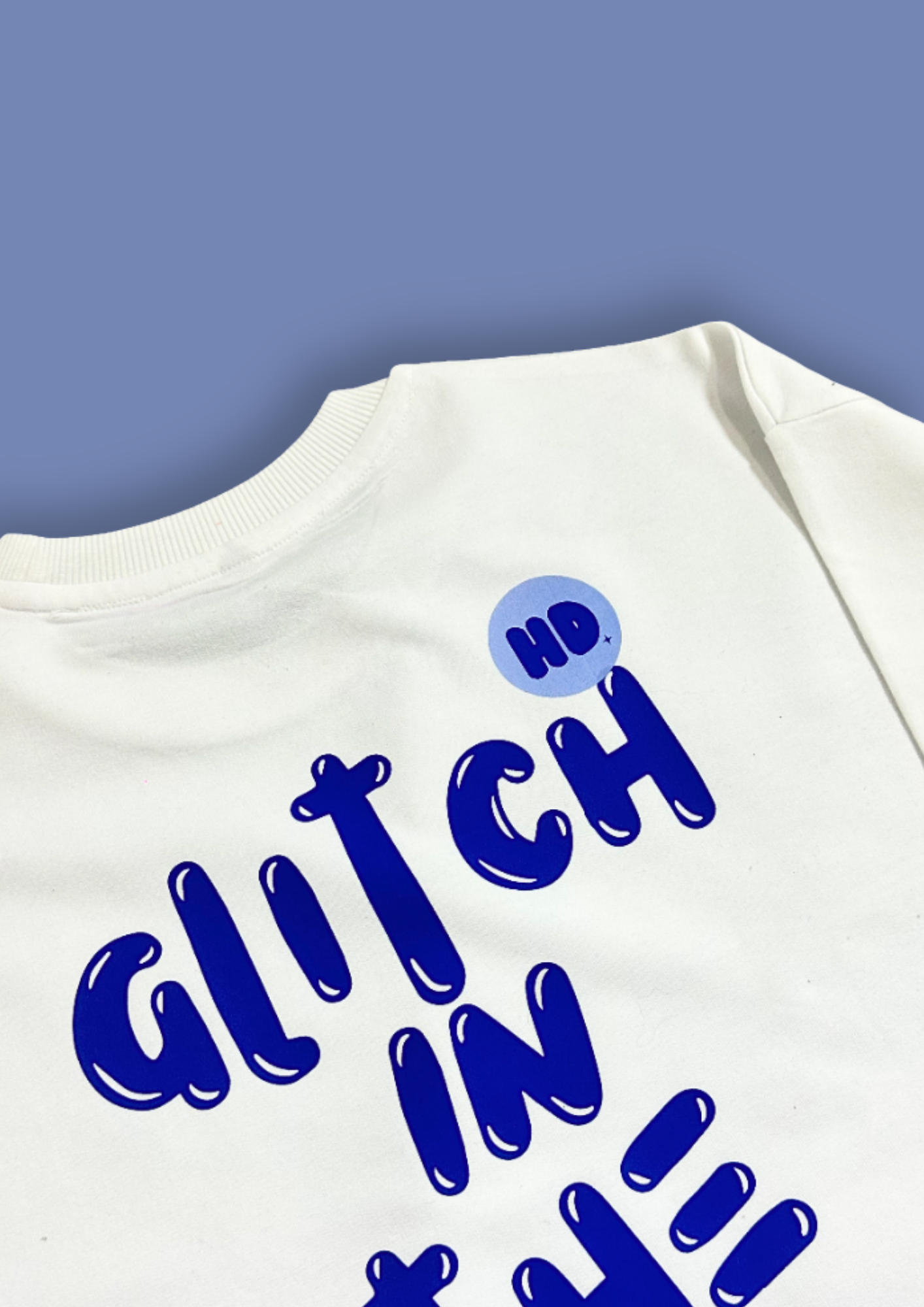 "GlitchDays" White Oversized T-shirt Heavyweight