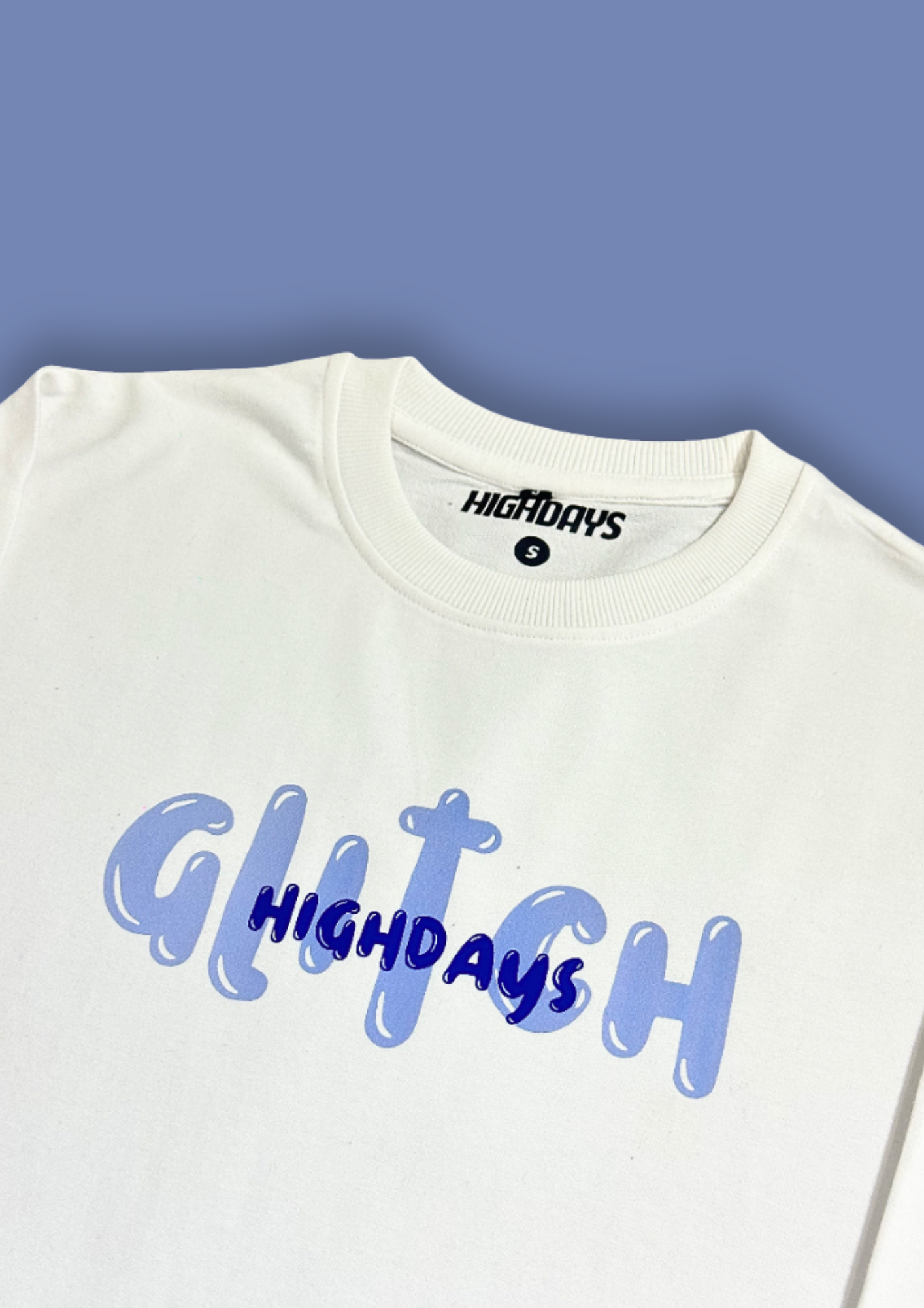 "GlitchDays" White Oversized T-shirt Heavyweight