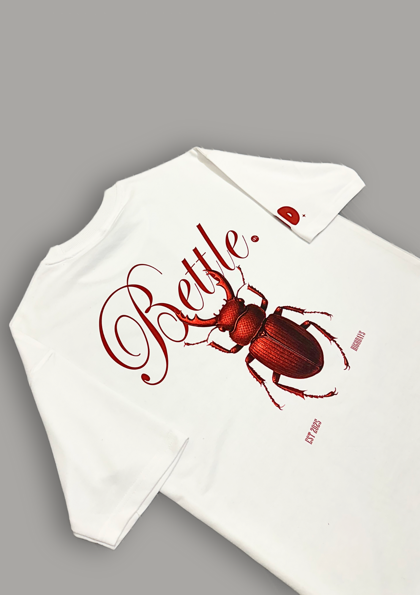 WHITE "Crimson Beetle" Oversized T-Shirt Heavyweight