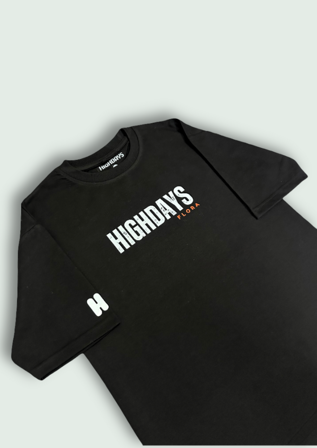 "Flora" Oversized Black T-shirt Heavyweight