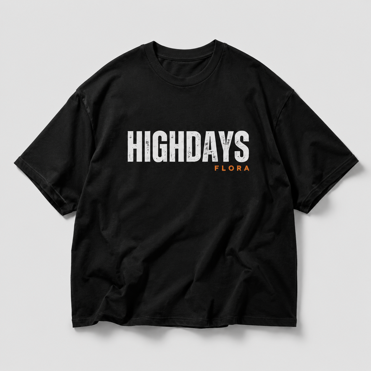 "Flora" Oversized Black T-shirt Heavyweight