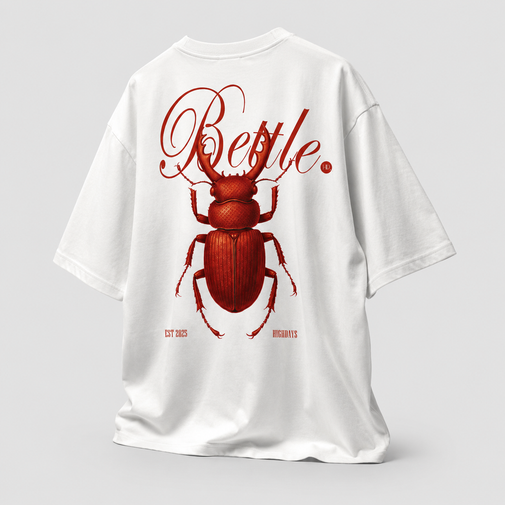 WHITE "Crimson Beetle" Oversized T-Shirt Heavyweight